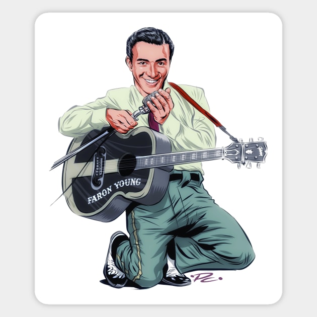 Faron Young - An illustration by Paul Cemmick Sticker by PLAYDIGITAL2020